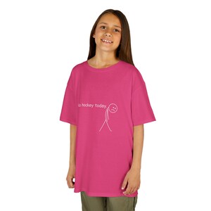 Kinder-T-shirt | Geen hockey vandaag | Triest stokfiguurtje | Hockeyfan | Zwaar katoenen T-shirt afbeelding 6