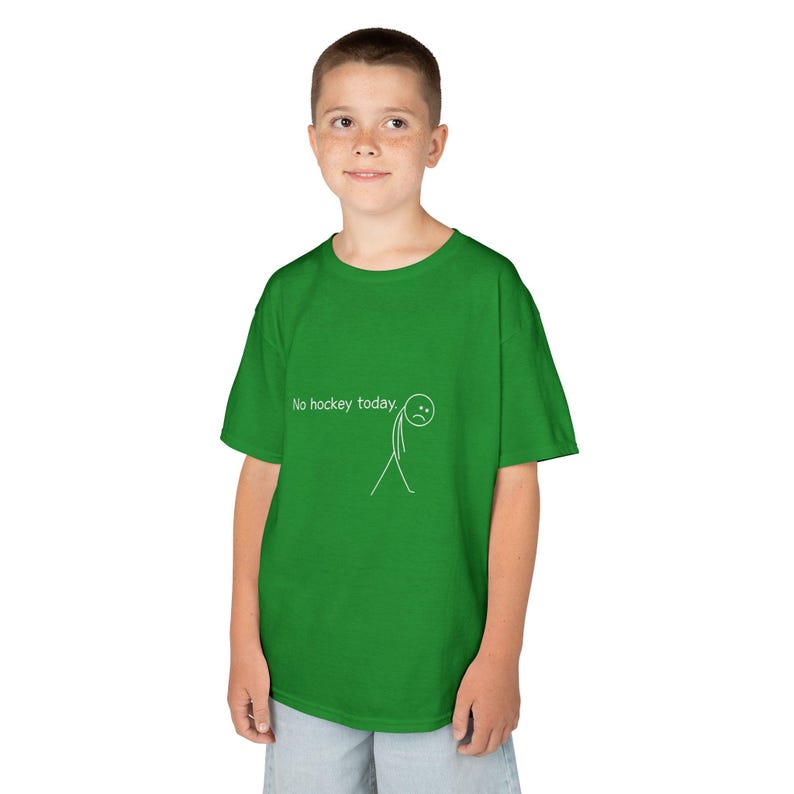 Kinder-T-shirt | Geen hockey vandaag | Triest stokfiguurtje | Hockeyfan | Zwaar katoenen T-shirt afbeelding 5