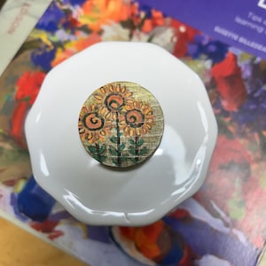 Handpainted Magnet of Sunflowers on 1.5” Wood Disc