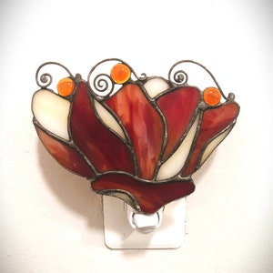 Red Flower Stained Glass Night Light