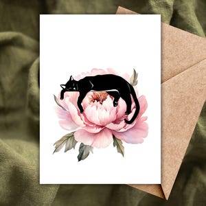Illustrated Cat Greeting Card - Classy Cat Lover Card - Blank birthday, Thank you, Thinking of you