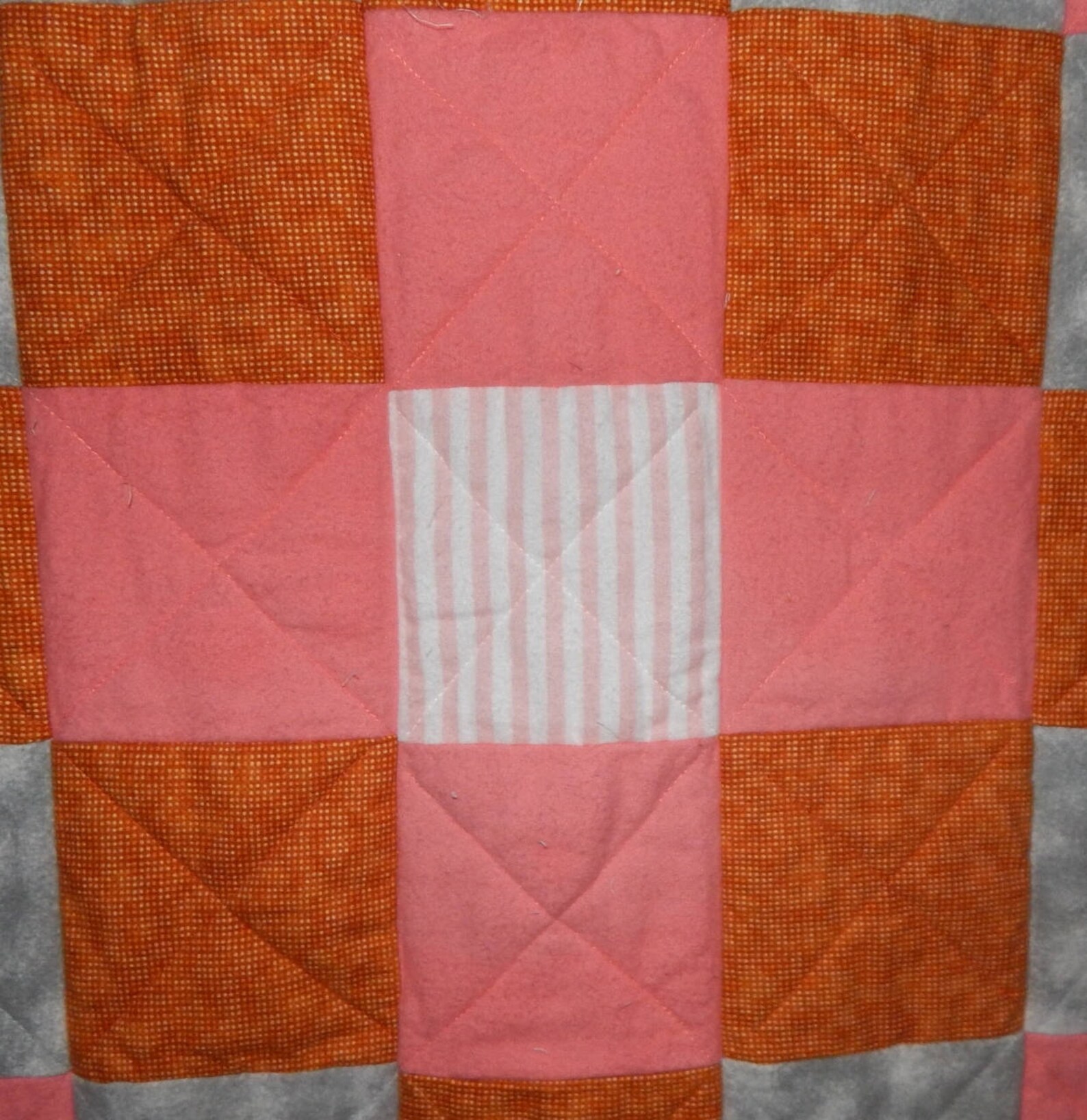 Baby Girl Quilt Blanket Rag Cotton Flannel Peach Coral White Etsy