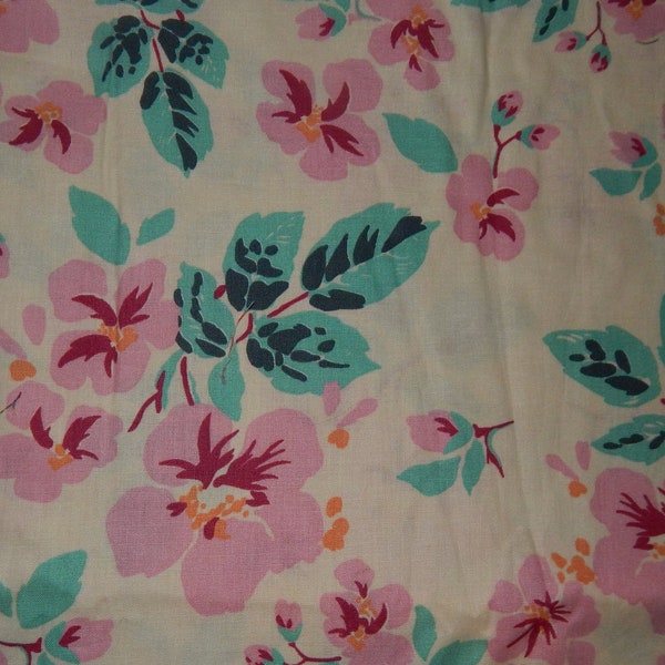 cotton quilt fabric Tiara floral print BTY pink B Eikmeier Paintbrush Studios by the yard green leaves buds