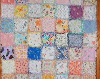 handmade wildflower baby quilt cotton flannel floral I spy crib size 36 X 45 floral outdoor cottagecore blanket pink white blue purple green