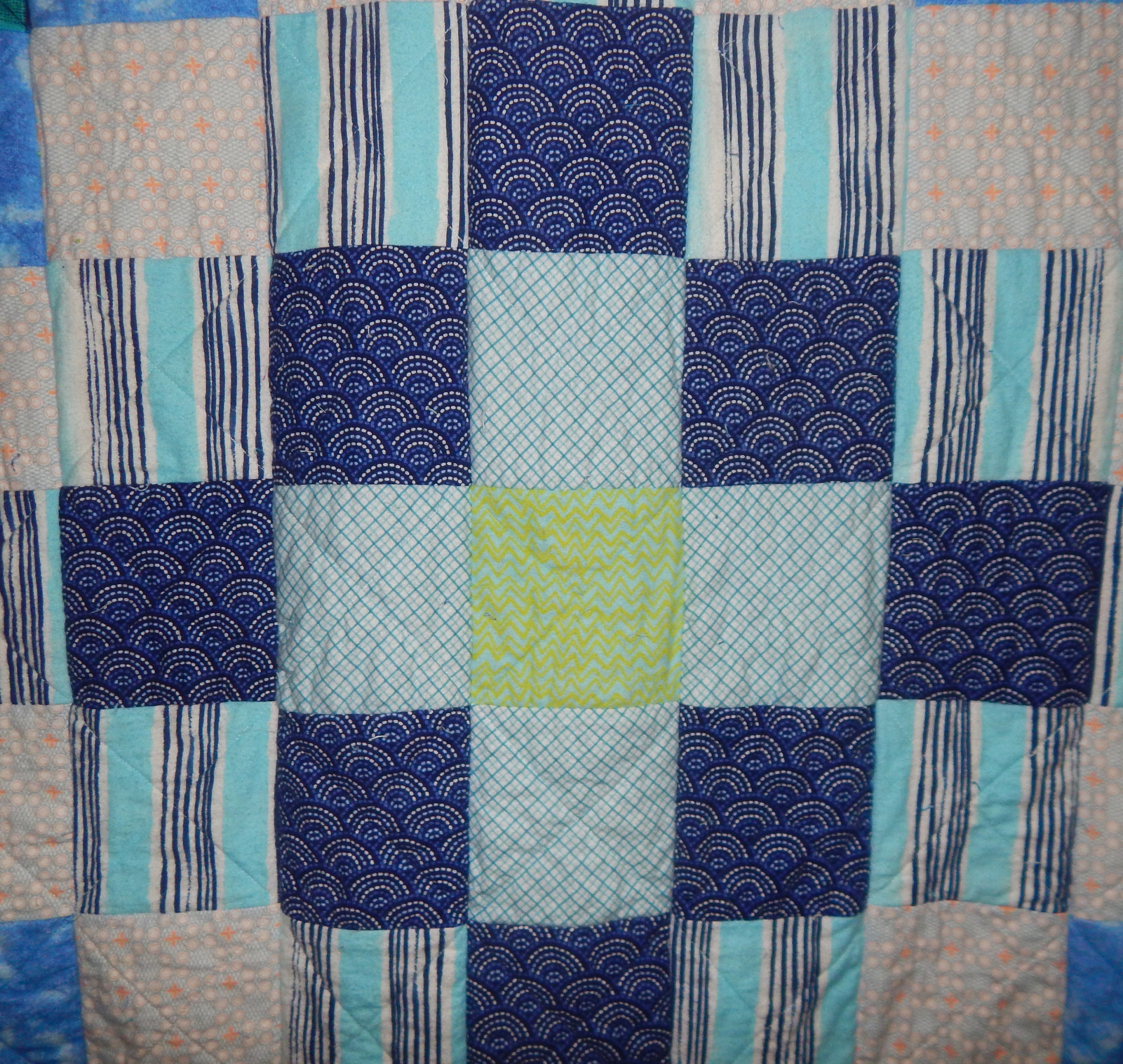 Under the Sea Baby Quilt Blanket Rag Cotton Flannel Crib Size Blue ...