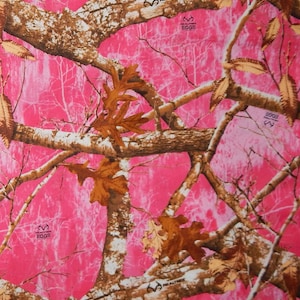 pink Real Tree Edge Timber Camo cotton quilt fabric camouflage leaf branch BTY by the yard hunt outdoor girly girl hunting