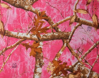 pink Real Tree Edge Timber Camo cotton quilt fabric camouflage leaf branch BTY by the yard hunt outdoor girly girl hunting
