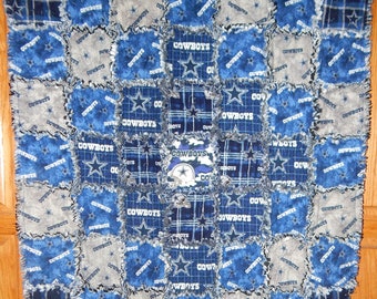 Dallas Cowboys baby rag quilt blanket cotton flannel blue gray Ready to Ship crib size NFL football sports handmade grey nursery America's