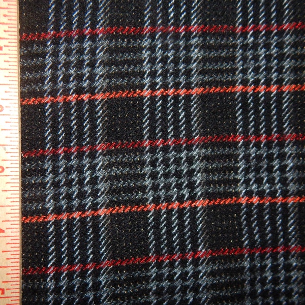 felted wool black red gray plaid hounds tooth check fabric 8 in X 9 in needle craft supply felt penny rug making primitive craft supply