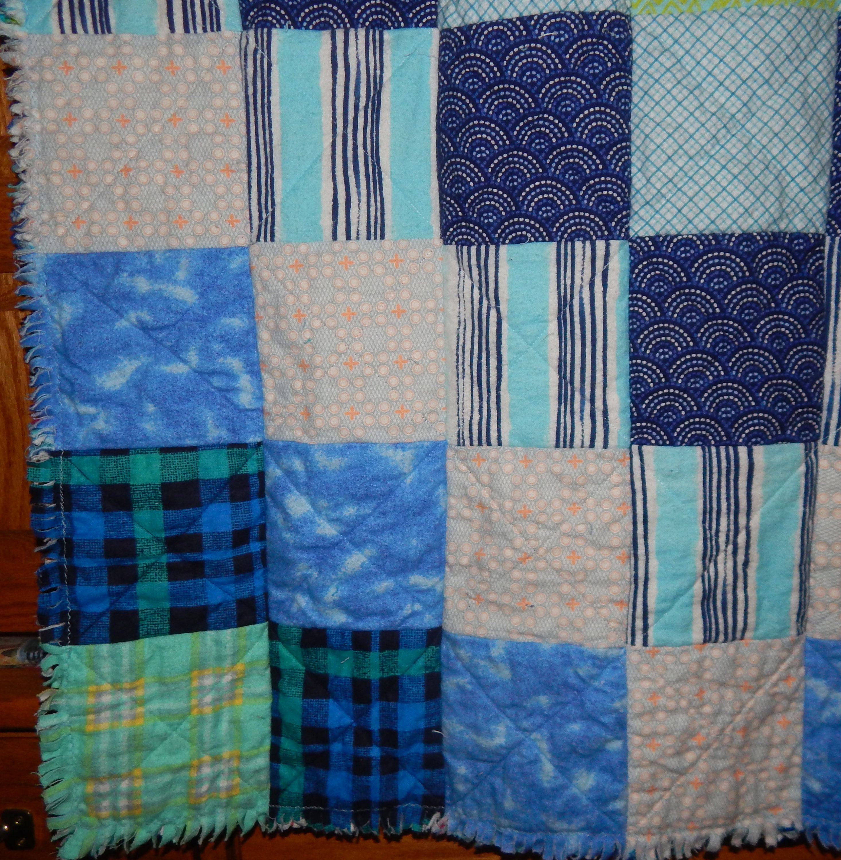Under the Sea Baby Quilt Blanket Rag Cotton Flannel Crib Size Blue ...