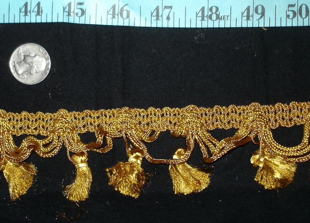 Vintage 2 Inch Gold Tassel Fringe Trim BTY Yard Upholstery Craft Sew