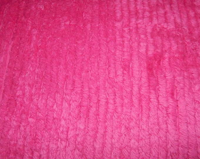 100 Cotton Chenille Fabric Bright Pink by the Yard Soft Nursery Shabby Cottage Chic BTY Ribbed