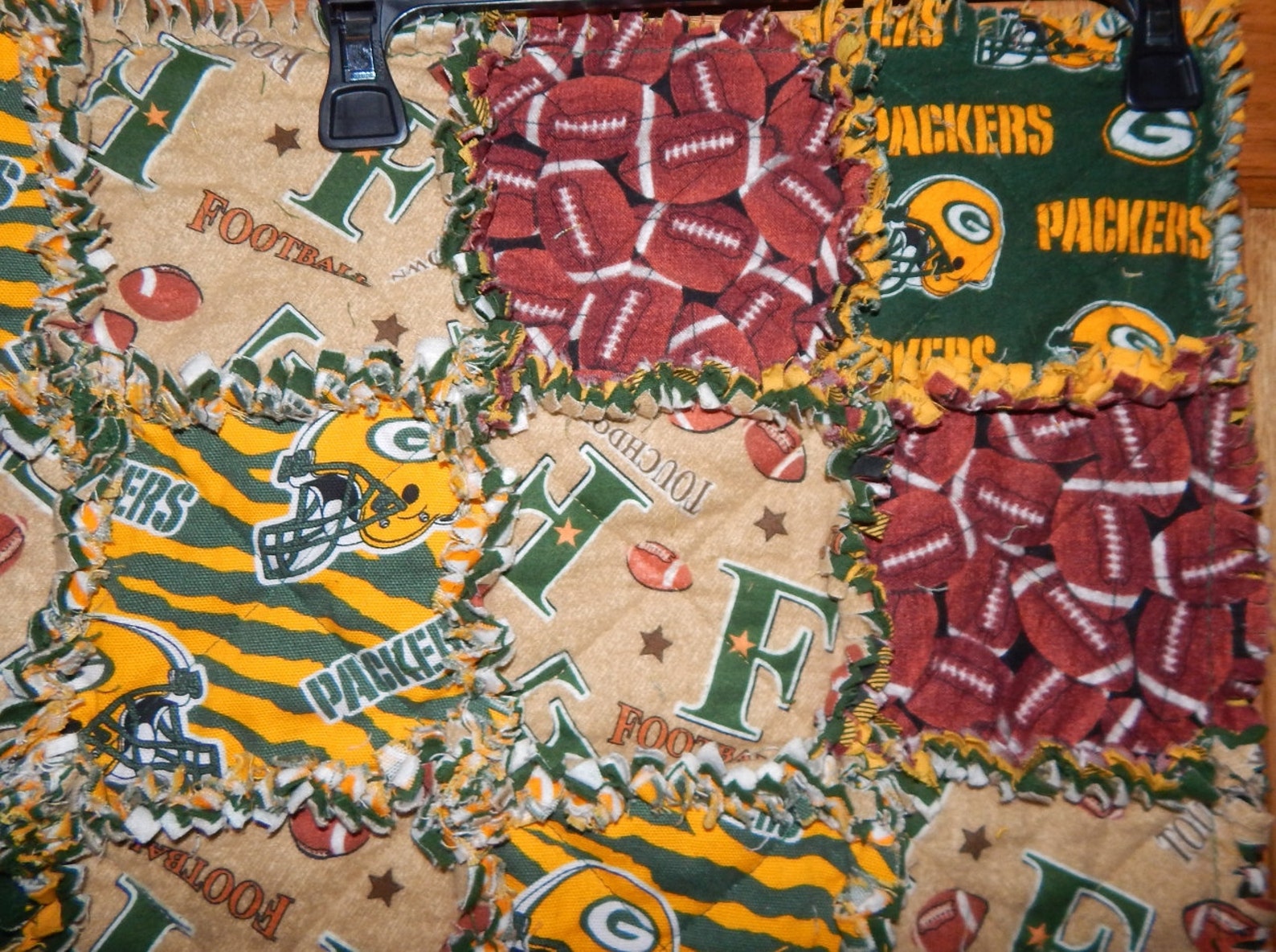 Green Bay Packers Baby Rag Quilt Blanket Cotton Flannel Green Gold ...