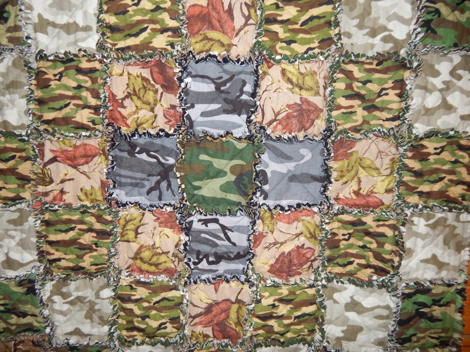 Handmade Rag Quilt Cotton Flannel Camo Brown Camouflage Real Etsy
