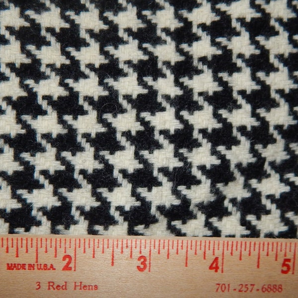 felted wool black white hounds tooth check fabric 8 in X 8 in needle craft supply felt penny rug making primitive craft supply