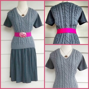 Vintage Vest - XS - Hand Knit V-Neck Wool Blend Sweater Vest Men&#39;s Women&#39;s Layering Piece - Cable Knit Sweater Pullover