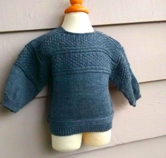 Vintage Baby Sweater - 6MO - Grey Pullover Open C… - image 2