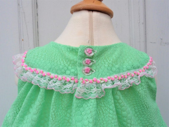 Vintage Girl - 9 MO - Mint Green Dress with Pink … - image 5