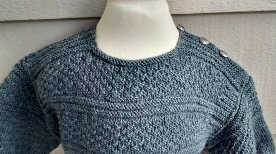 Vintage Baby Sweater - 6MO - Grey Pullover Open C… - image 5