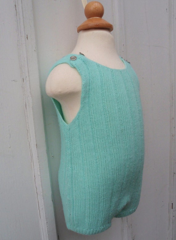 Vintage Romper - 6-9MO - Hand Knit Baby Overall R… - image 5