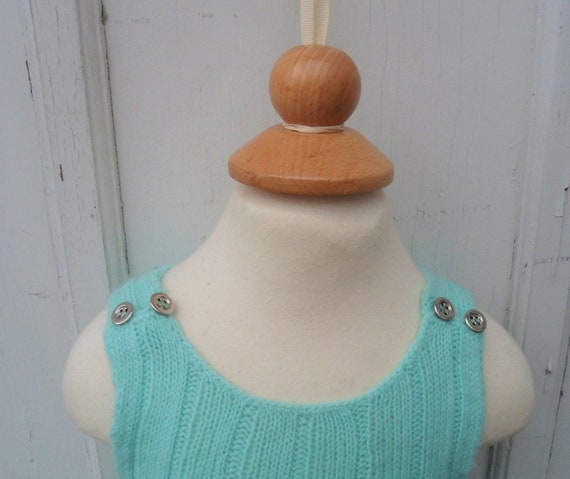 Vintage Romper - 6-9MO - Hand Knit Baby Overall R… - image 3