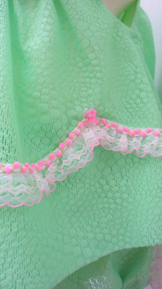 Vintage Girl - 9 MO - Mint Green Dress with Pink … - image 6