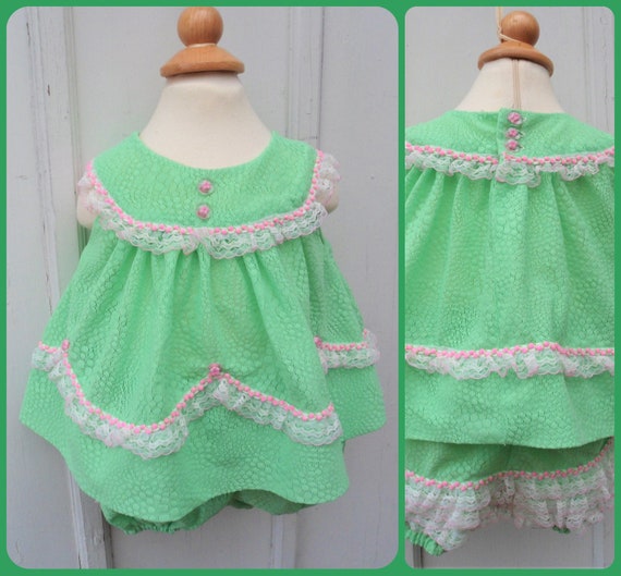 Vintage Girl - 9 MO - Mint Green Dress with Pink … - image 7