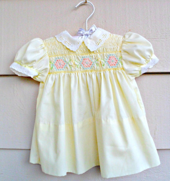 Vintage Baby Dress - 12MO - Classic Yellow Baby D… - image 1