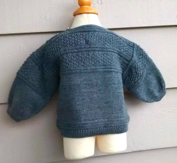 Vintage Baby Sweater - 6MO - Grey Pullover Open C… - image 4