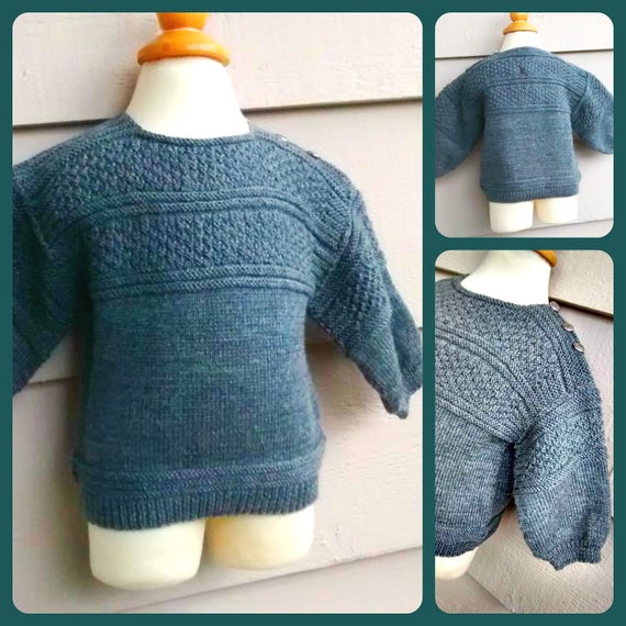 Vintage Baby Sweater - 6MO - Grey Pullover Open C… - image 1