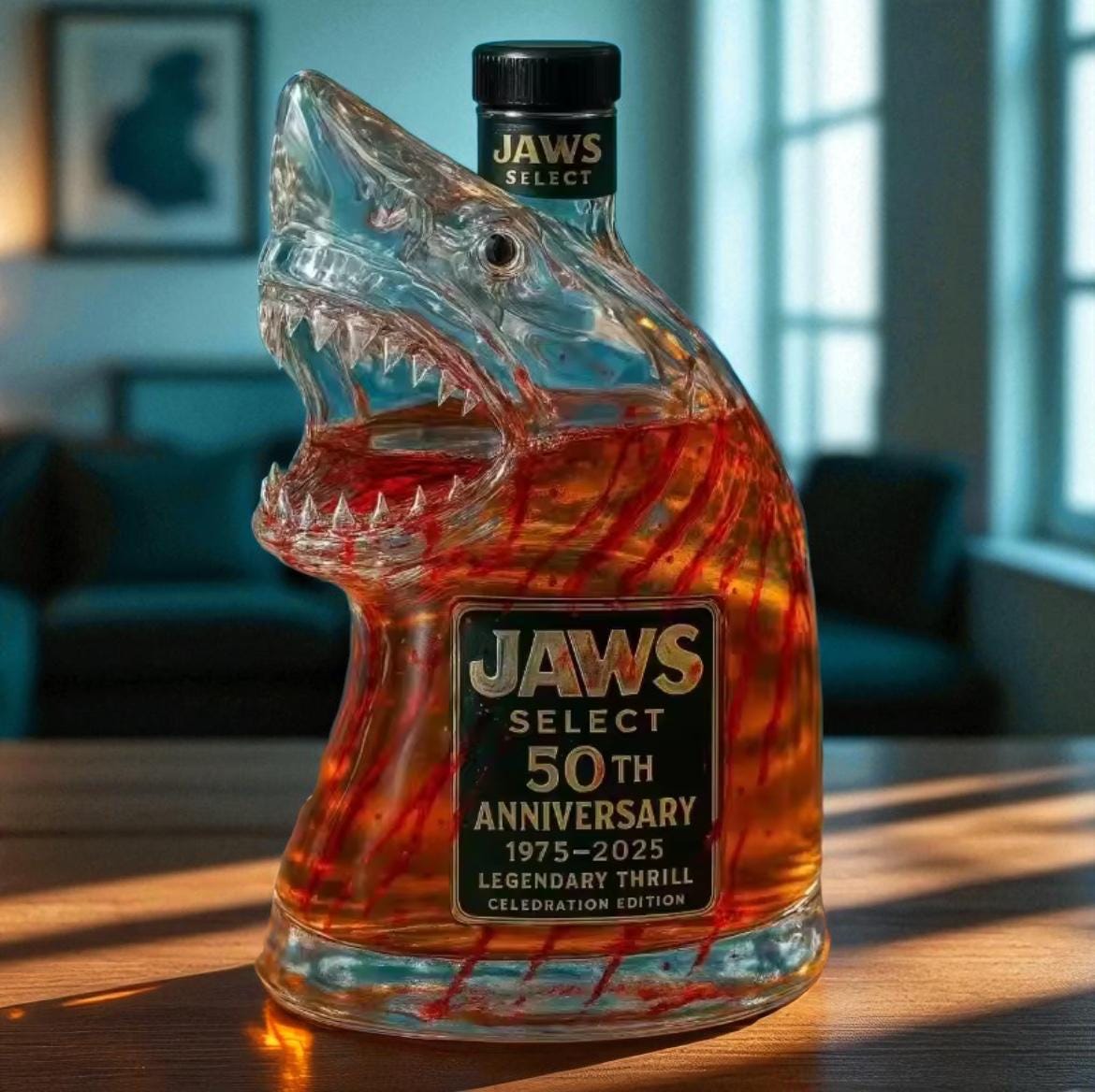Whiskykaraffe aus Glas mit lustigen Tierkiefern – Hai, Schildkröte, Ente, Wolf – Weinflasche, Bar, Zuhause, Pub-Dekor