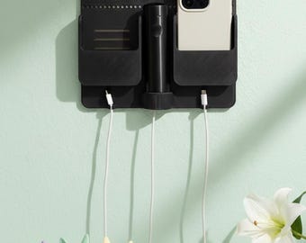 3D Printed Wall Mounted Charging Station: Dual Phone, Watch & Remote Organizer