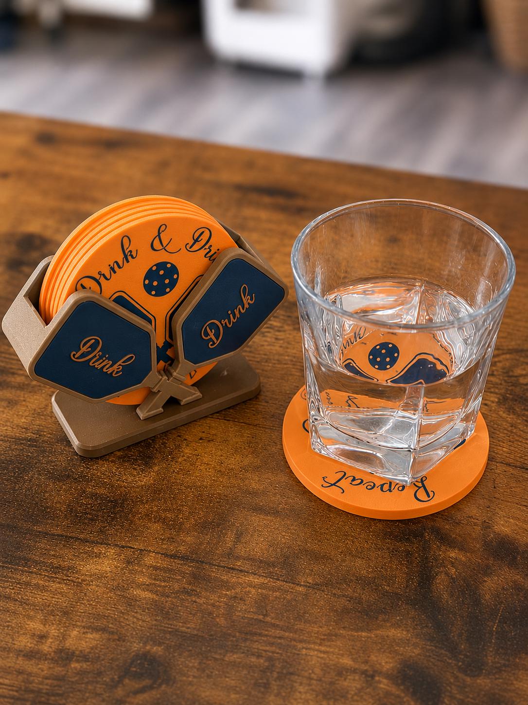 Pickleball Paddle Coasters Set, 3D Printed PLA Coasters With Stand