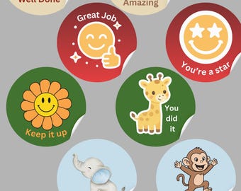 Ausdruckbare Belohnungsaufkleber für Kinder | Motivationsaufkleber für Kinder | Positive Affirmationen (Digitaler Download)