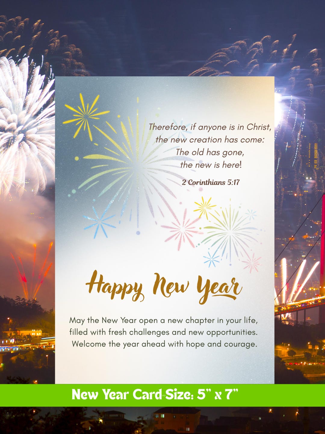 Printable Christian New Year Card | New Beginning | Bible Verse ...