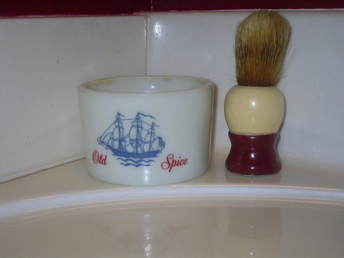 Vintage Old Spice Shaving Mug and Brush Set Etsy