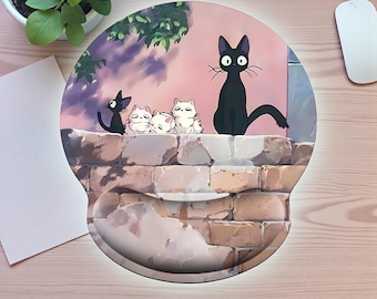 Anime Cute Cat Mouse Pad Wrist Rest, Kawaii Desk Accessory, Ergonomic Soft Wrist Support Mat, Cute Office Mouse Pad for PC Laptop