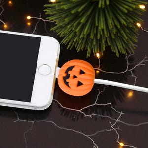 Halloween Cute Charger Cable Protector for iPhone Samsung, Cartoon USB Cable Organizer, Fruit Bite Charger Wire Holder