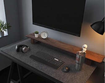 Felt Desk Mat Aesthetic, Large Wool Felt Mouse Pad with Non-Slip Base, Cute Desk Pad for Office Home Setup