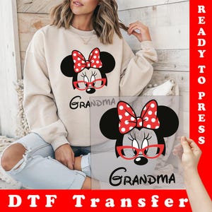Personalized Name Disney Grandpa And Grandma Heat Transfer Decal, Mickey Grandpa Minnie Grandma Christmas Gift,Grandparents Decals For Shirt