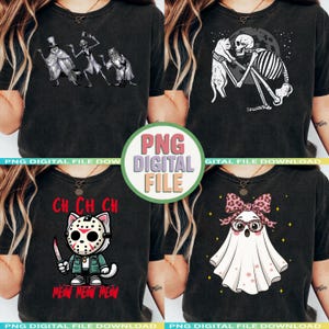 Ghost Skeleton Cat Halloween Bundle, Haunted Mansion, Leopard Boo, Goth Kitty, Horror Movie Cat, Digital Download, PNG, Sublimation