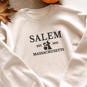 Embroidered Salem MA sweatshirt, Salem 1692, Salem Halloween Sweatshirt, Witch Halloween Sweatshirt Embroidery, Spooky Season Sweater