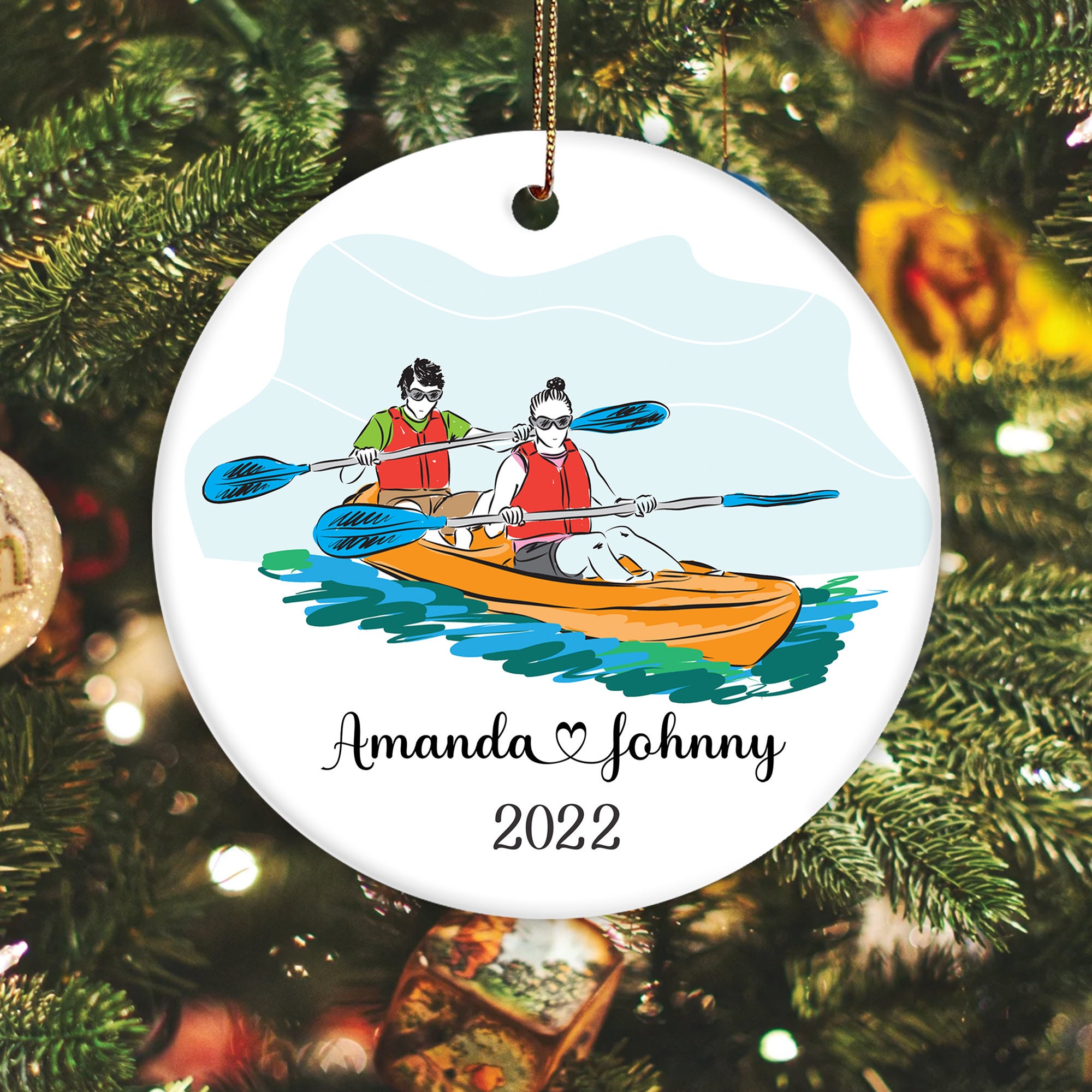 Personalized Couple Kayak Ornament Christmas, Kayaking Ornament sold by ...