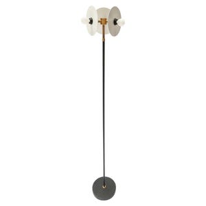 Stilnovo Style Italian Brass and Black & White Metal Midcentury Style Floor Lamp by casacraftcreations