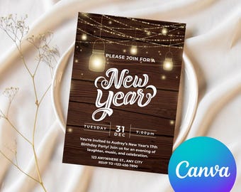 New Year's Eve Party Invitation Template, New Years Party Invitation, New Year's Eve Invites, New Years eve invitation download Invite