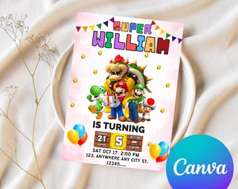 Super Mario Birthday Invitation | Mario Birthday Party Template | Editable Digital Download