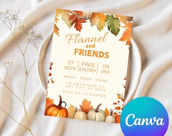 Friendsgiving Invitation: Flannel Theme, Editable Template (Digital Download)
