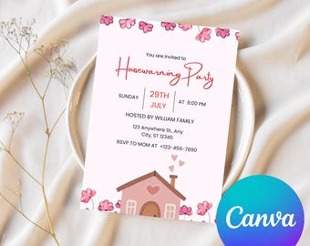 Editable Housewarming Invitation, Housewarming Party Invite, Modern Minimalistic, Home Sweet Home, New Home Card, Printable Template