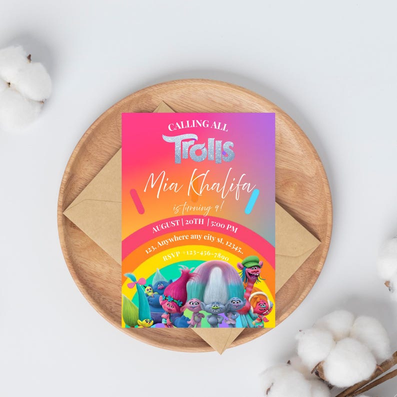 Editable Trolls Birthday Invitation I Trolls Craziest Party I Trolls ...