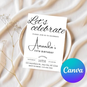 Let&#39;s Celebrate Invitation Template, Editable Surprise Birthday Party Invite, Anniversary Invites, Digital Invite, Instant Download